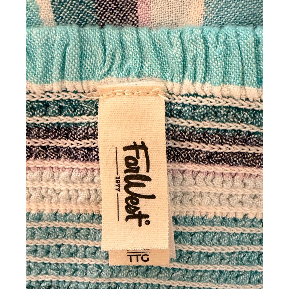 FarWest Striped Linen Blend Plus Size XXL Babydoll Mini Sun Dress Turquoise - Picture 7 of 8